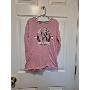 Girls Place Pink New York 18 Long Sleeve Tee Size 14
